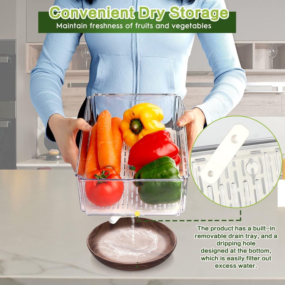 ZIJUND 14 Pack Fridge Organizer Bins with Lids, Stackable Clear Storage