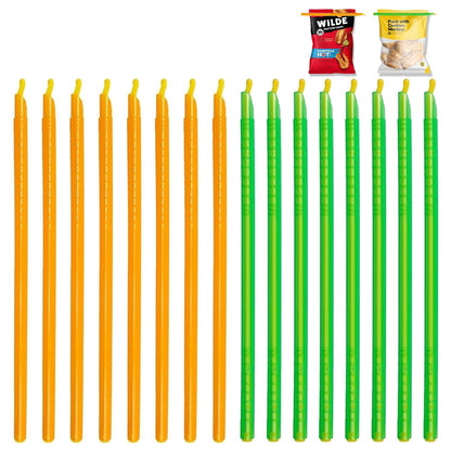 16PCS Reusable Bag Seal Sticks,Magic Bag Sealer Stick Plastic Bag Sealers Bag Clips for Food Storage, Freezer & Pantry Organization（11.25inch and 8.86inch)