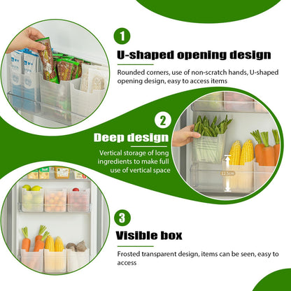 3 Pack Refrigerator Organizer Box, Plastic Refrigerator Side Door Storage Containers, Space-Saving Organizer Bins for Fridge, Refrige Drawers for Fruit and Vegetable (Clear,S*3)