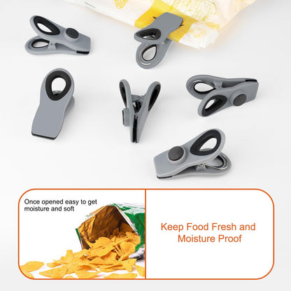 TACGEA Chip Clips, Magnetic Chip Bag Clips for Food Storage, 12 Pack, Gray