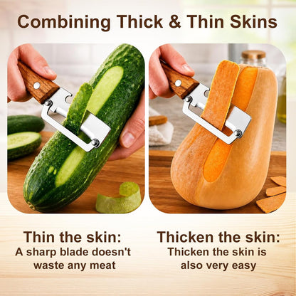 Multifunctional Vegetable Peeler with Wooden Handle for Kitchen