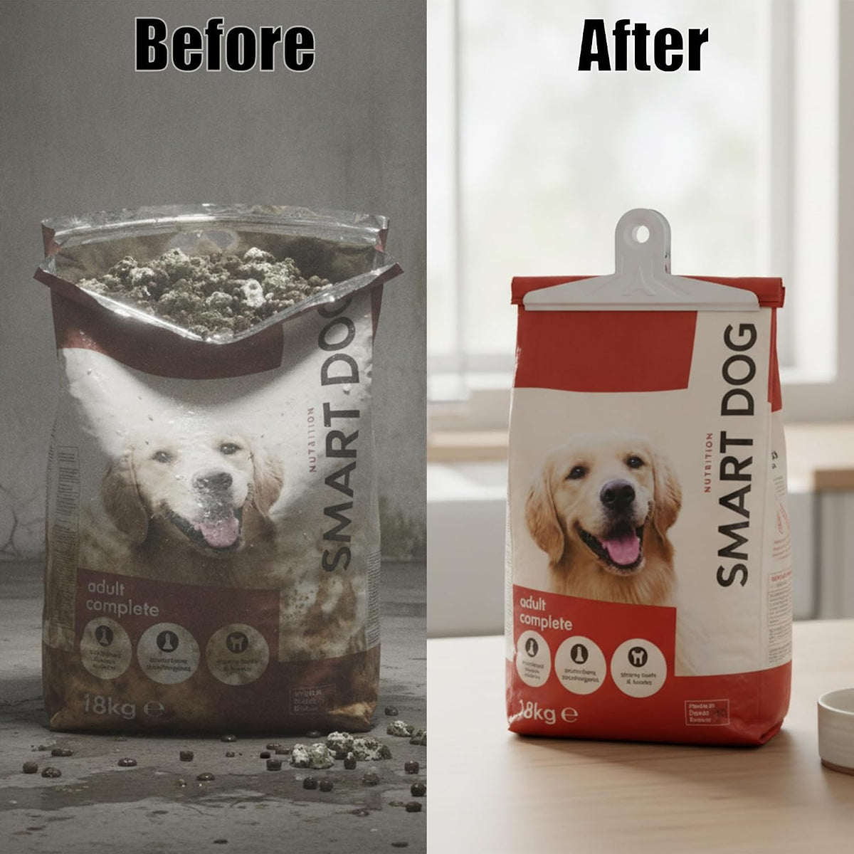 Dog Food Bag Clip - 2pcs 8.6’’ Large Bag Clips for Dog Food Extra Large Chip Clips Heavy Duty Stainless Metal No Sharp Edges Airtight Sealing Bag Clips for Pet Food Snack Storage