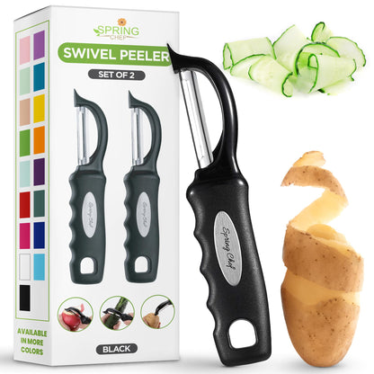 Spring Chef Swivel Potato Peeler for Kitchen with Ergonomic Handle, White