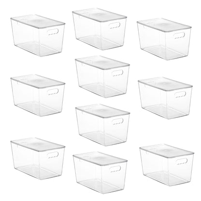 Vtopmart 4 Pack Clear Stackable Storage Bins with Lids and Handles, Large