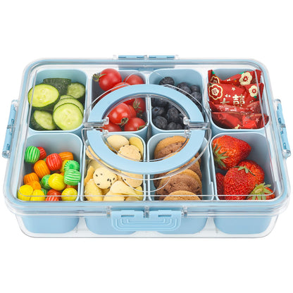2Pcs Snackle Box Snack Containers with Lid Divided Serving Tray with Handle