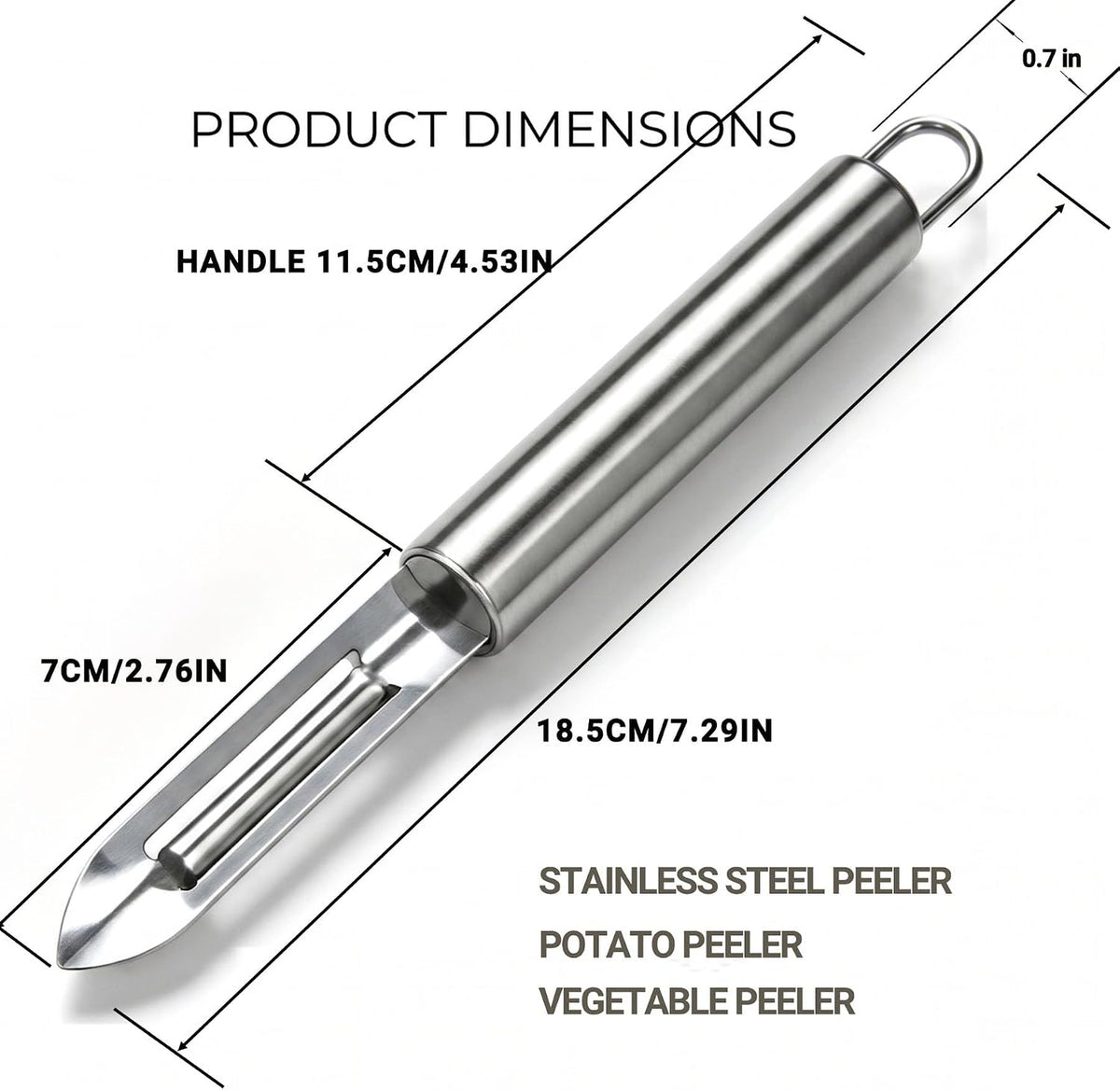 Stainless Steel Kitchen Peeler with Hook Sharp Blade Dual Handed