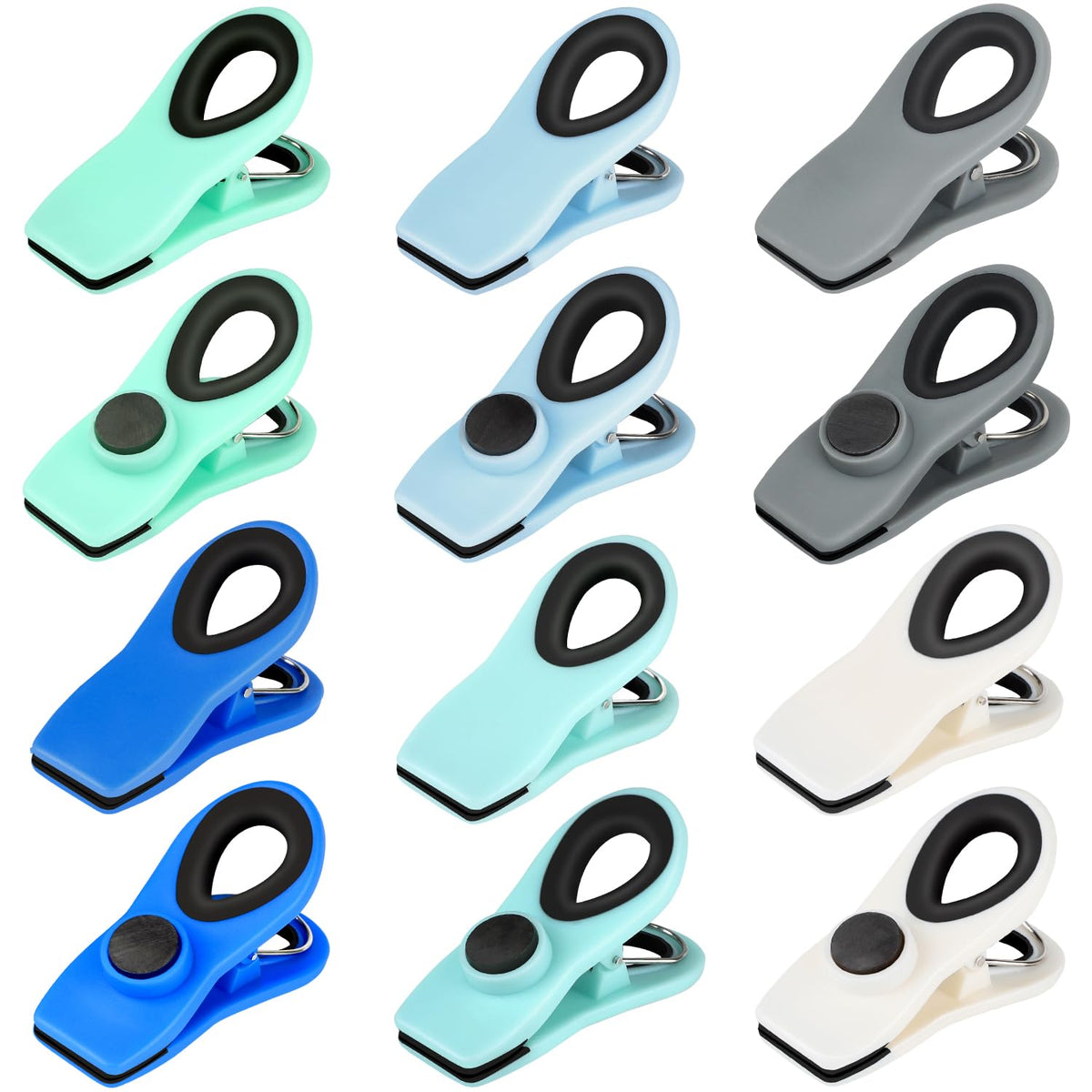 TACGEA Chip Clips, Magnetic Chip Bag Clips for Food Storage, 12 Pack, Gray