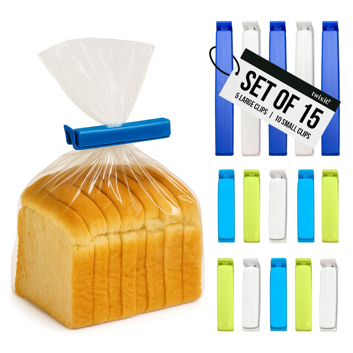 LINDEN SWEDEN Twixit! Bag Clips - Keep Food Fresh, Stop Spillage Set of 15