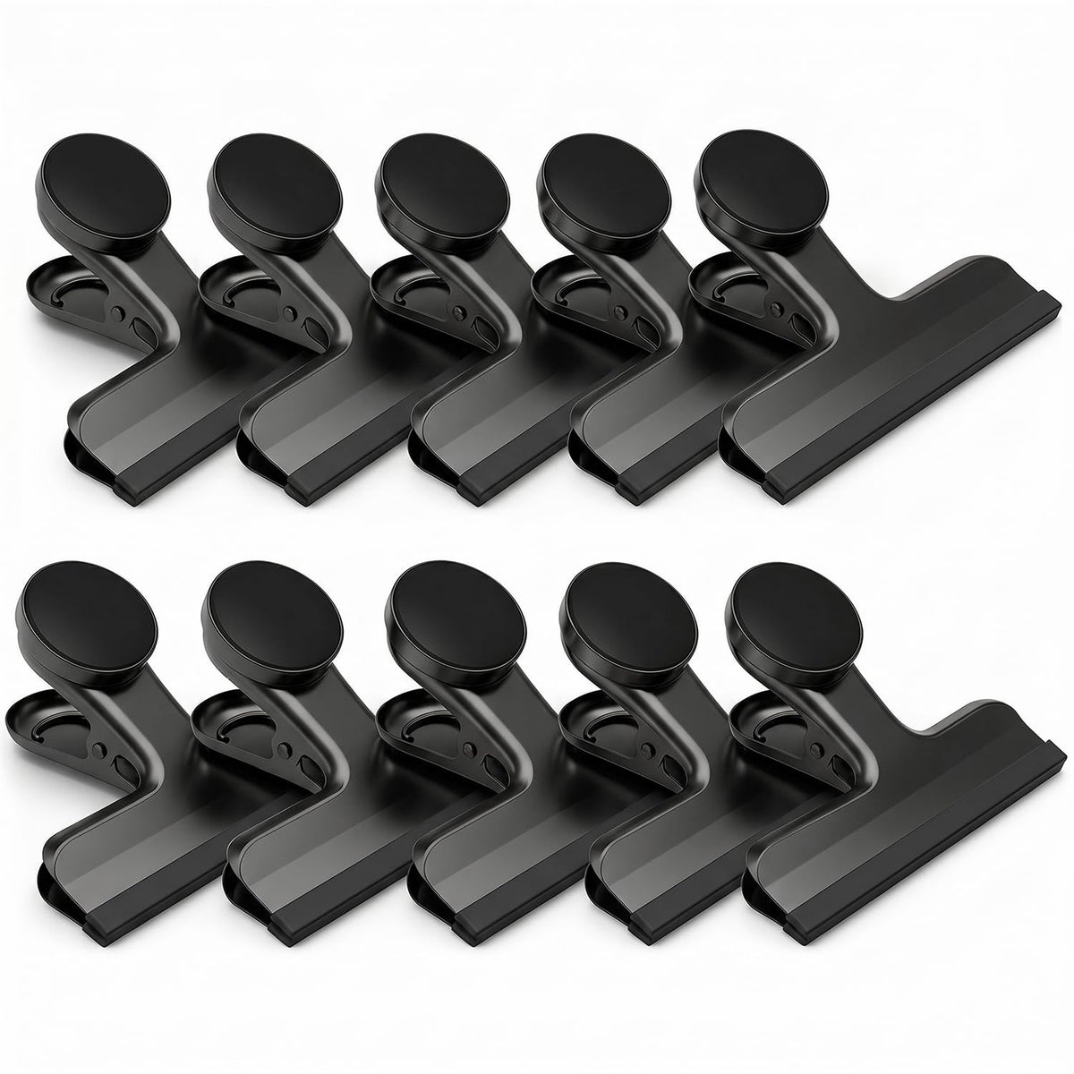 HOUSE AGAIN 4 Pack Stainless Steel Magnetic Chip Bag Clips Covered with Silicone - NO More Sharp Edges - Color Coded for Food Bags - Hang Postcards Heavy Duty for Kitchen and Office, 3 Inches Wide