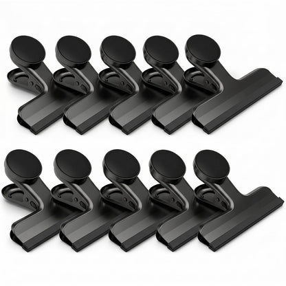 HOUSE AGAIN 4 Pack Stainless Steel Magnetic Chip Bag Clips Covered with Silicone - NO More Sharp Edges - Color Coded for Food Bags - Hang Postcards Heavy Duty for Kitchen and Office, 3 Inches Wide