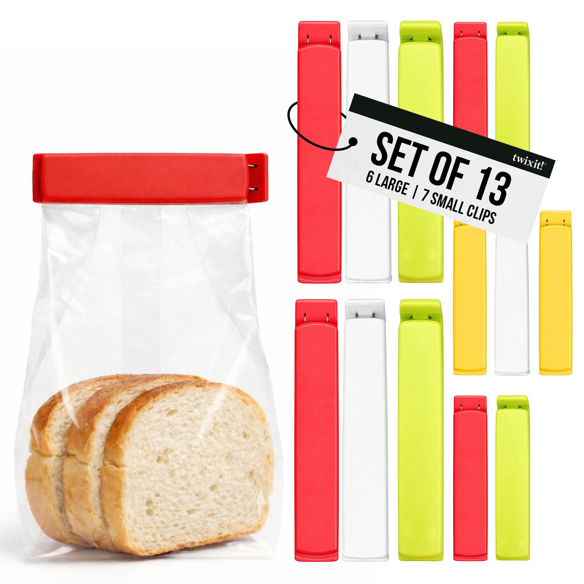 LINDEN SWEDEN Twixit! Bag Clips - Keep Food Fresh, Stop Spillage Set of 15