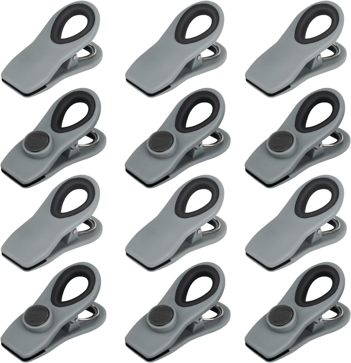 TACGEA Chip Clips, Magnetic Chip Bag Clips for Food Storage, 12 Pack, Gray