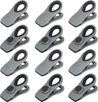 TACGEA Chip Clips, Magnetic Chip Bag Clips for Food Storage, 12 Pack, Gray