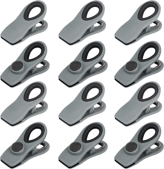 TACGEA Chip Clips, Magnetic Chip Bag Clips for Food Storage, 12 Pack, Gray