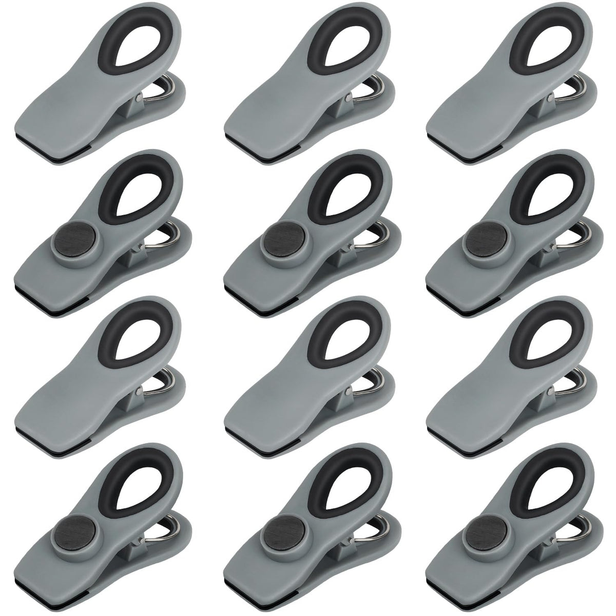 TACGEA Chip Clips, Magnetic Chip Bag Clips for Food Storage, 12 Pack, Gray