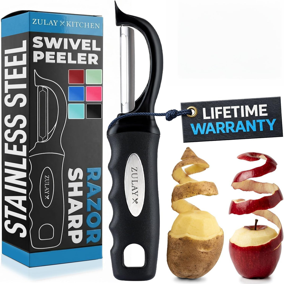 Zulay Kitchen Premium Potato Peeler, Vegetable Peeler for Kitchen, Black