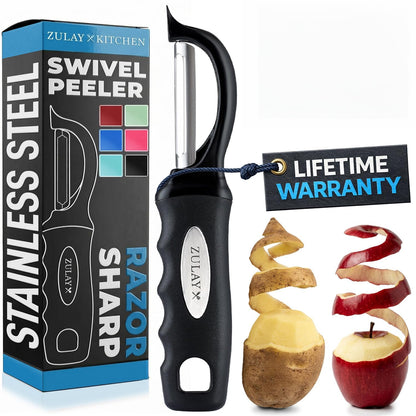 Zulay Kitchen Premium Potato Peeler, Vegetable Peeler for Kitchen, Black