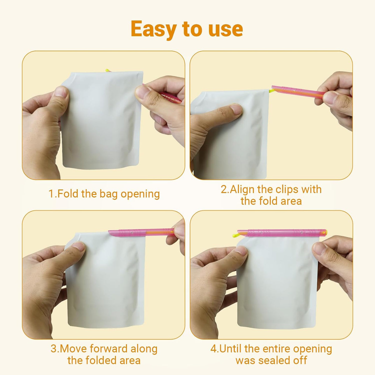 30Pcs Plastic Bag Sealer Slide Sticks, Reusable Bag Sealing Clips for Food, Cute Potato Chip Clips Crimper Bulk, Magic Snack Storage Bag Closers Holder for Kitchen Pantry Accessories (5 Lengths