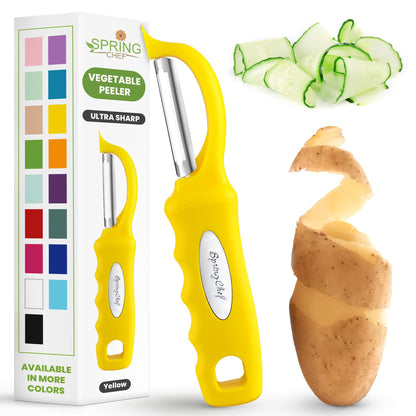 Spring Chef Swivel Potato Peeler for Kitchen with Ergonomic Handle, White