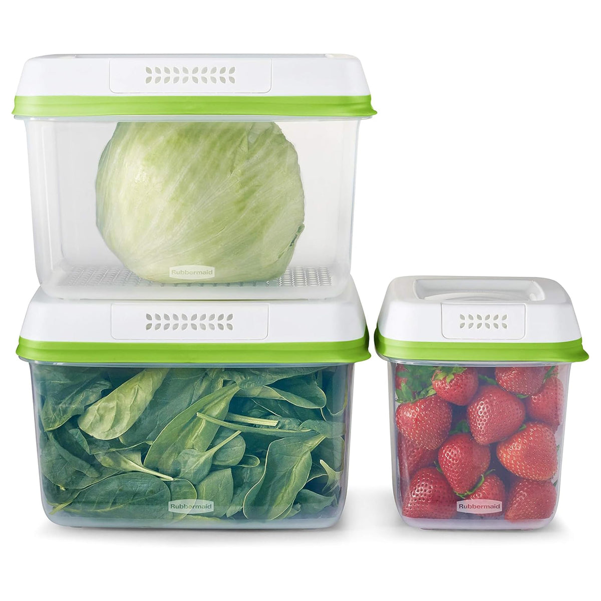 Rubbermaid FreshWorks Produce Saver, Medium and Large Storage Containers, 8-Piece Set, Set of 4, Med & Lg, Clear
