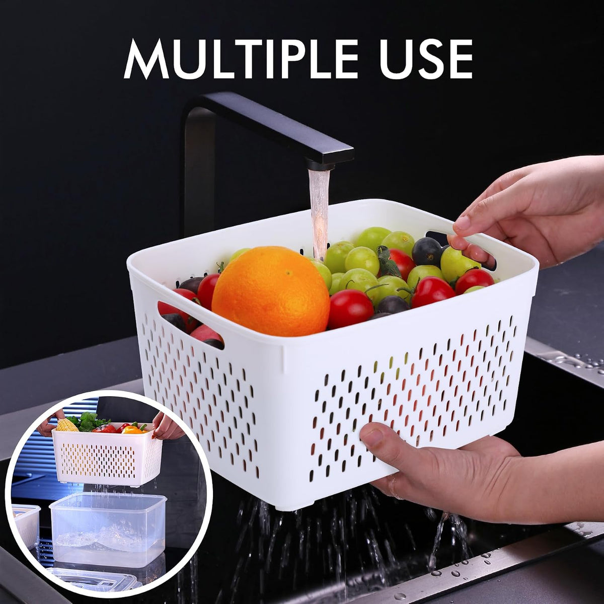 HOTEC 5-Pack Fruit Storage Container for Fridge, 4.15L