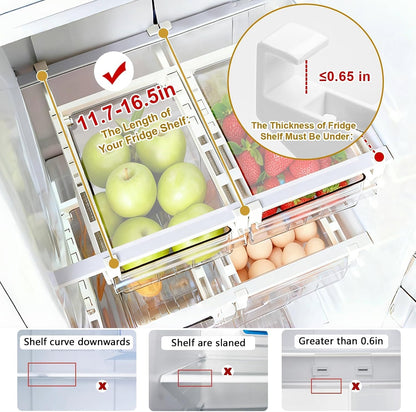 Refrigerator Organizers Storage Fridge Drawer, Storage Containers - 2pc(S)
