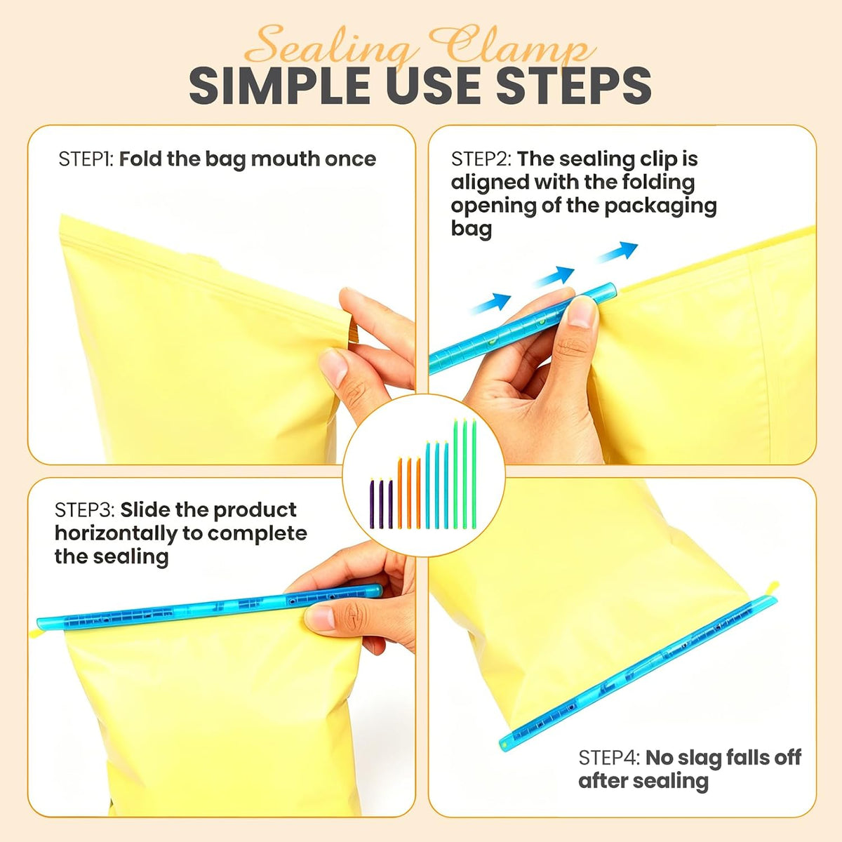 Slide-On Bag Clips, 20 Pack Food Sealing Clips for Chips