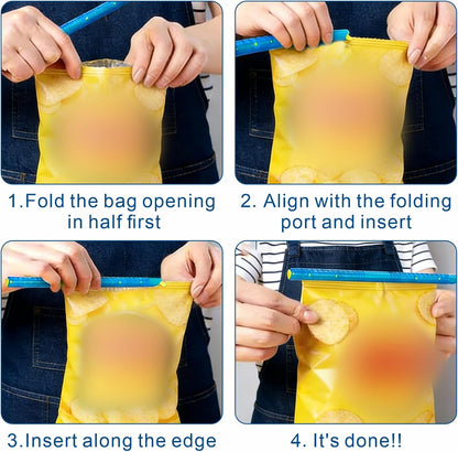 60 PCS Magic Bag Sealer Sticks,Reusable Chip Clips, 6 Sizes