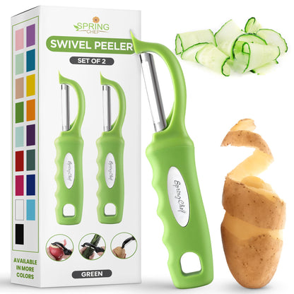 Spring Chef Swivel Potato Peeler for Kitchen with Ergonomic Handle, White