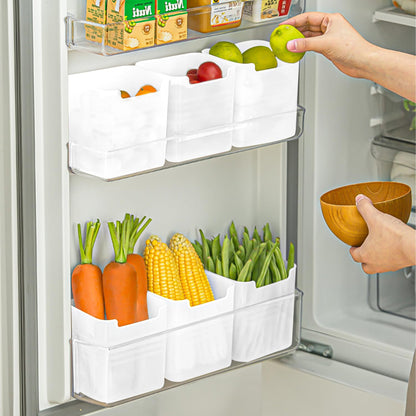 3 Pack Refrigerator Organizer Box, Plastic Refrigerator Side Door Storage Containers, Space-Saving Organizer Bins for Fridge, Refrige Drawers for Fruit and Vegetable (Clear,S*3)