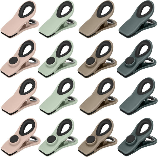TACGEA Chip Clips, Magnetic Bag Clips Food Storage, 16 Pack, Neutral Color
