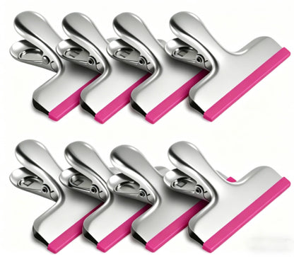 HOUSE AGAIN 12 Pack Stainless Steel Chip Bag Clips Covered with Silicone - NO More Sharp Edges - Color Coded for Food Bags - Air Tight Seal, Heavy Duty for Kitchen and Office, 3 Inches