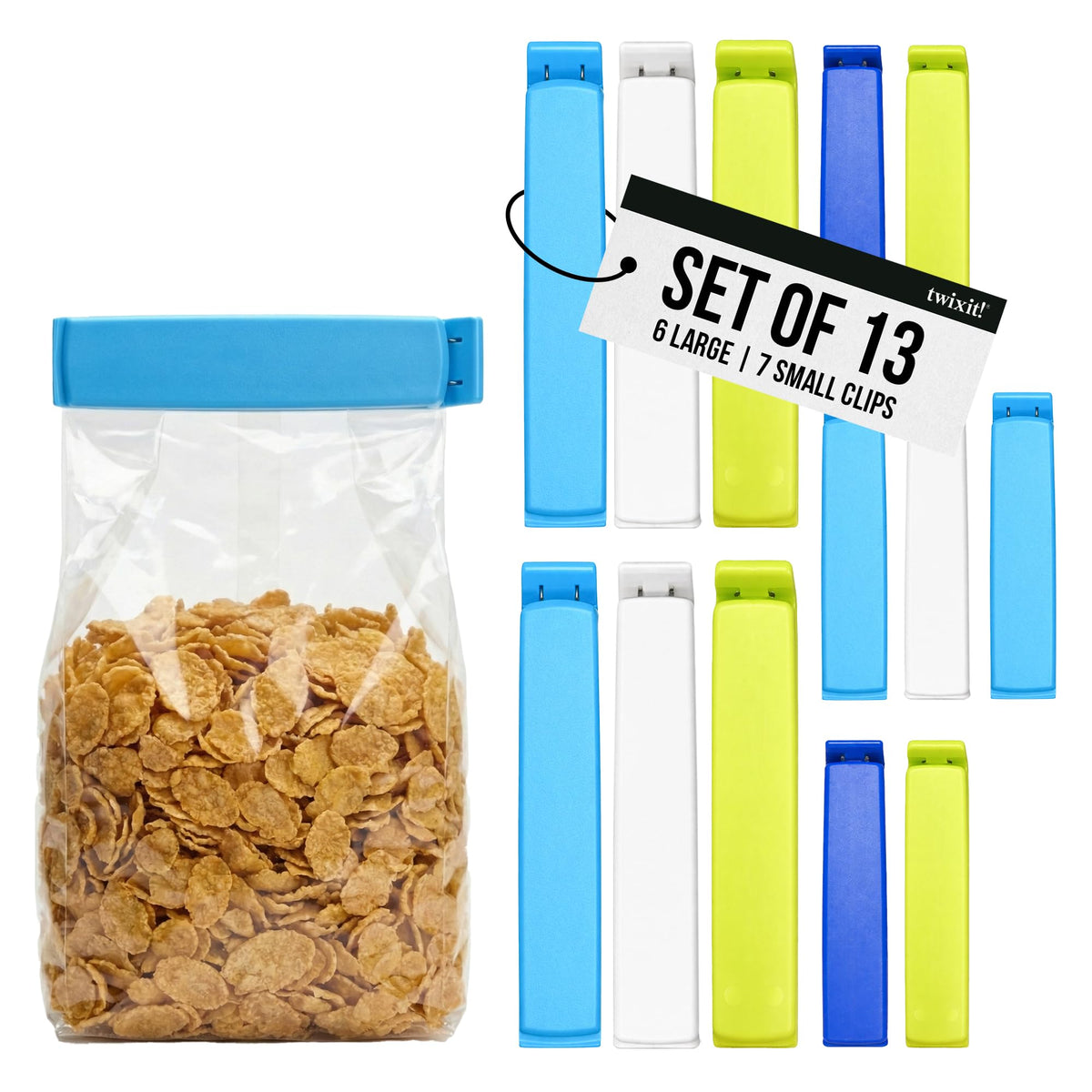 LINDEN SWEDEN Twixit! Bag Clips - Keep Food Fresh, Stop Spillage Set of 15