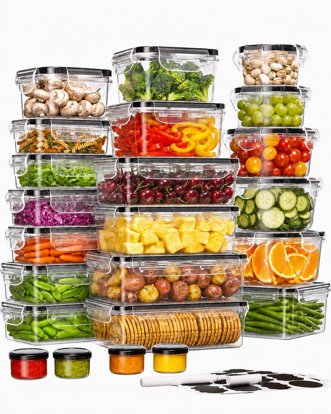 BiuLeon 40 PCS Food Storage Containers with Airtight Lids, BPA-free Plastic