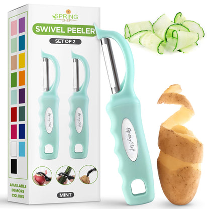 Spring Chef Swivel Potato Peeler for Kitchen with Ergonomic Handle, White