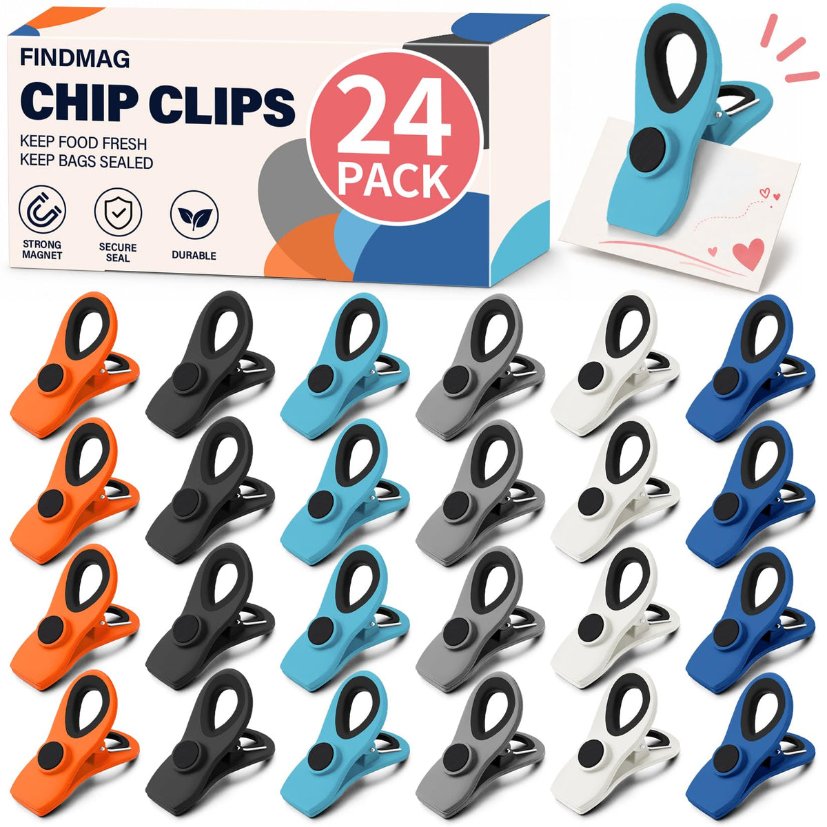Chip Clips, Bag Clips for Food Storage, 12 Pack Multicolor