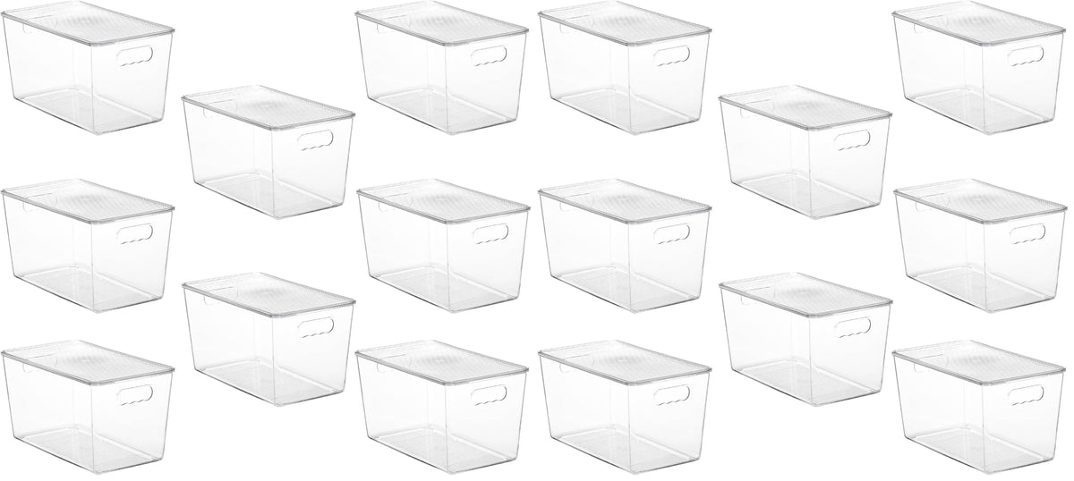 Vtopmart 6 Pack Clear Stackable Storage Bins with Lids and Handles, Medium