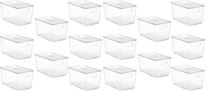 Vtopmart 6 Pack Clear Stackable Storage Bins with Lids and Handles, Medium