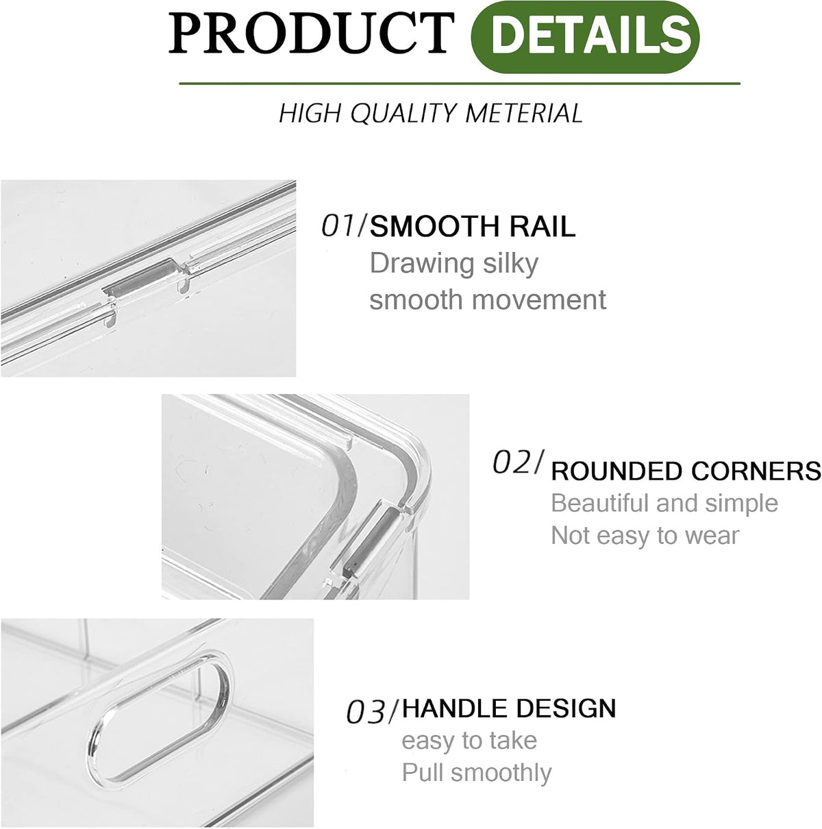 Refrigerator Organizers and Storage, 2 Pack BPA-Free Sturdy Stackable Clear Pull out Drawer Organizer Bins, Fridge Organizers and Storage for Fruit, Produce, Drink, Snack and Food Storage Containers