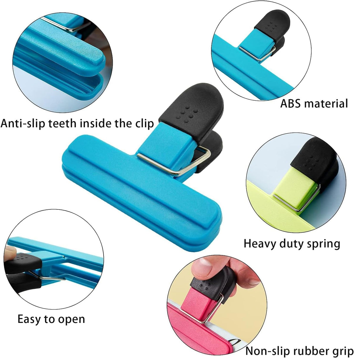 9-Pack Airtight Chip Bag Clips, 3 Large & 6 Small, Assorted Colors