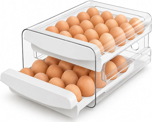 Egg Holder for Fridge, 40-Egg Refrigerator Organizer with Drawers
