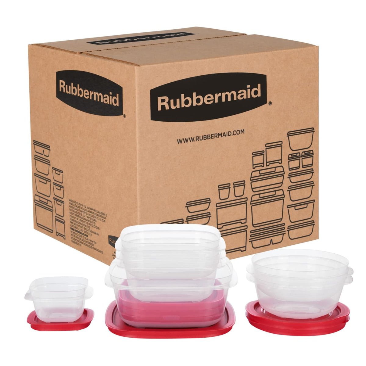 Rubbermaid EasyStore Large Containers, 18-Piece Set, Food Storage Containers with Lids