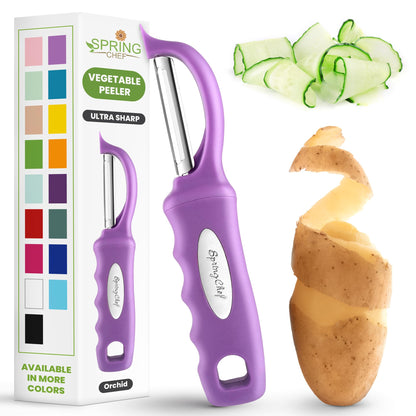 Spring Chef Swivel Potato Peeler for Kitchen with Ergonomic Handle, White
