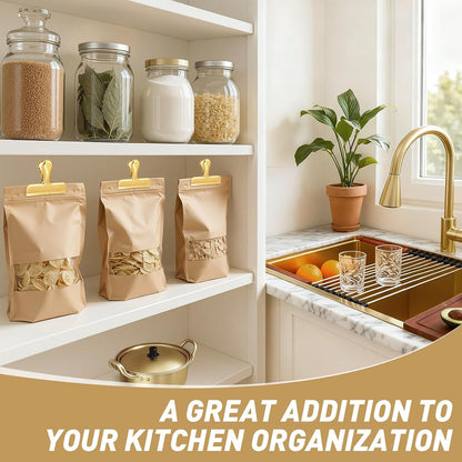 Funfery Chip Clips Bag Clips Gold Stainless Steel Clip for Food Storage