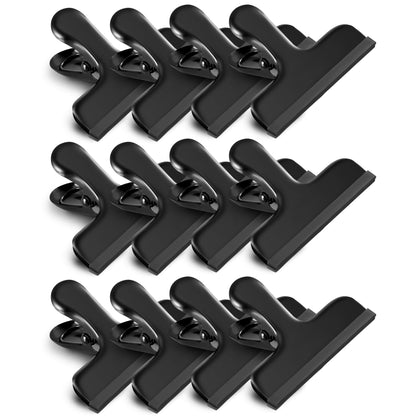 HOUSE AGAIN 12 Pack Stainless Steel Chip Bag Clips Covered with Silicone - NO More Sharp Edges - Color Coded for Food Bags - Air Tight Seal, Heavy Duty for Kitchen and Office, 3 Inches