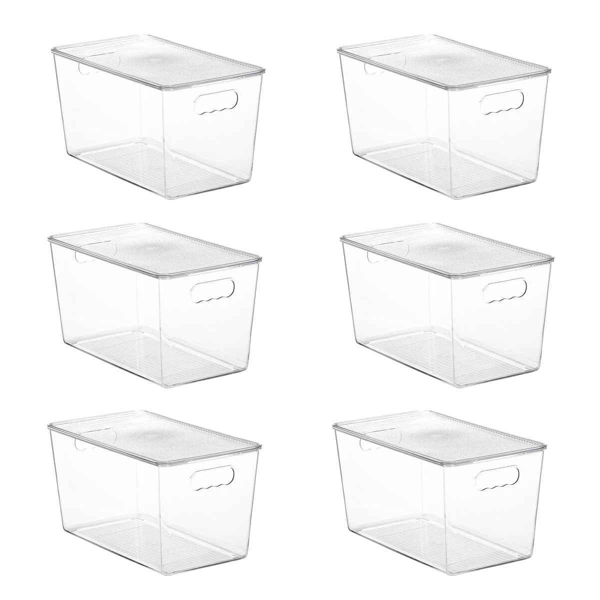 Vtopmart 6 Pack Clear Stackable Storage Bins with Lids and Handles, Medium