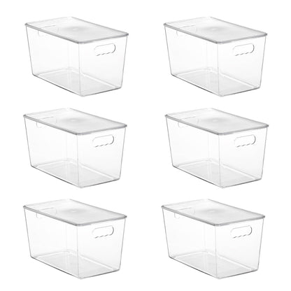 Vtopmart 6 Pack Clear Stackable Storage Bins with Lids and Handles, Large