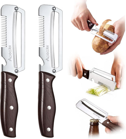 2 PCS Multifunctional Vegetable Peeler, 3-in-1 Stainless Steel Peeler Knife