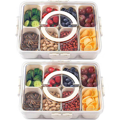 2Pcs Snackle Box Snack Containers with Lid Divided Serving Tray with Handle