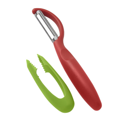 Kuhn Rikon Serrated Piranha “Swivel” Peeler 7.25” Red